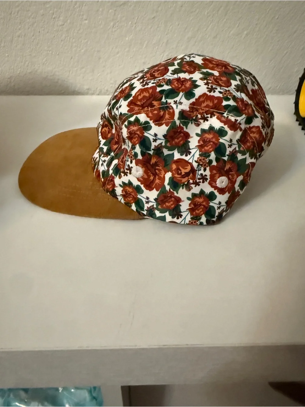 Cash & Co Floral Kids Five-Panel Hat in Rust and Tan